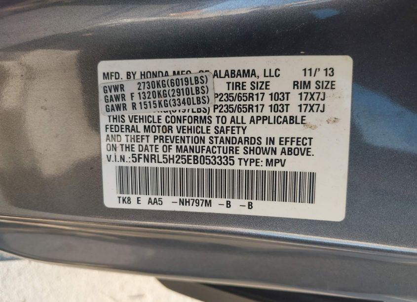 Photo 9 of 2014 Honda Odyssey LX (VIN 5FNRL5H25EB053335)