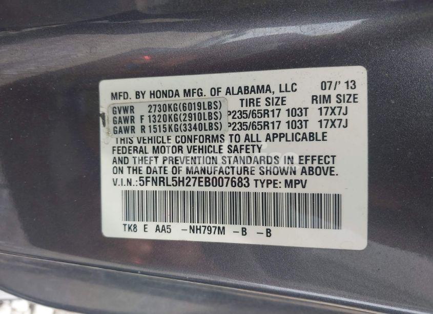 Photo 9 of 2014 Honda Odyssey LX (VIN 5FNRL5H27EB007683)