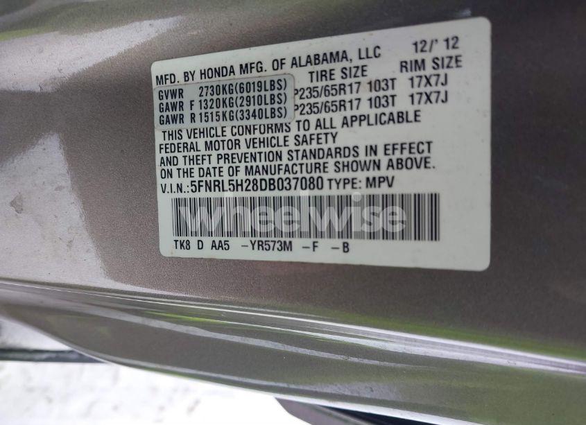 Photo 9 of 2013 Honda Odyssey LX (VIN 5FNRL5H28DB037080)