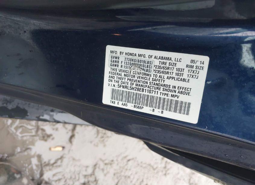 Photo 9 of 2014 Honda Odyssey LX (VIN 5FNRL5H28EB110711)