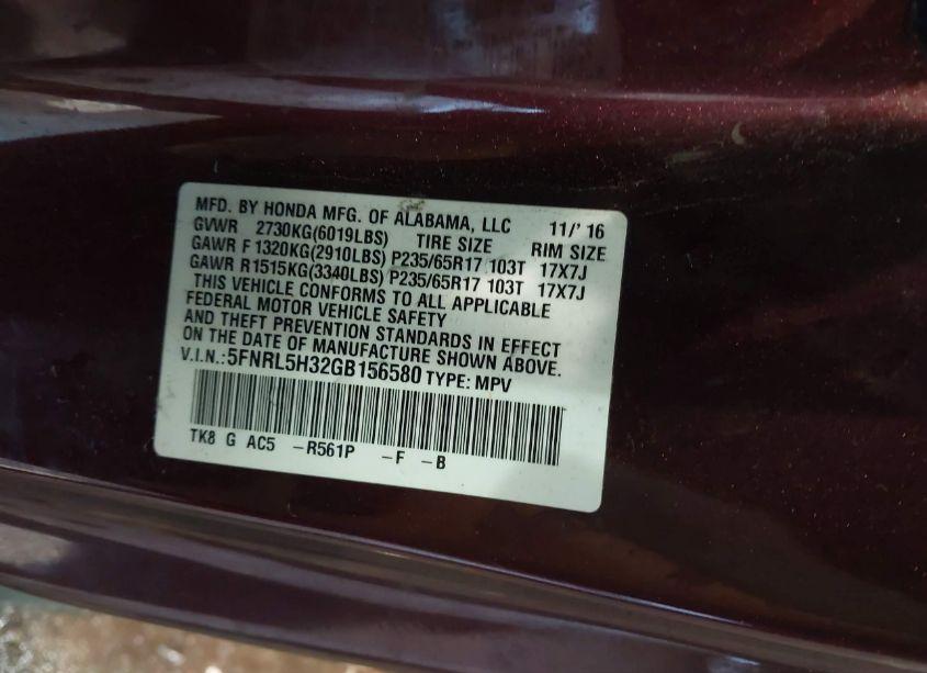 Photo 9 of 2016 Honda Odyssey SE (VIN 5FNRL5H32GB156580)