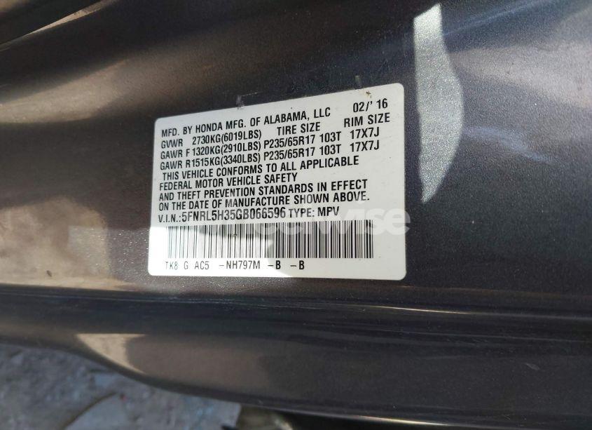 Photo 9 of 2016 Honda Odyssey SE (VIN 5FNRL5H35GB066596)