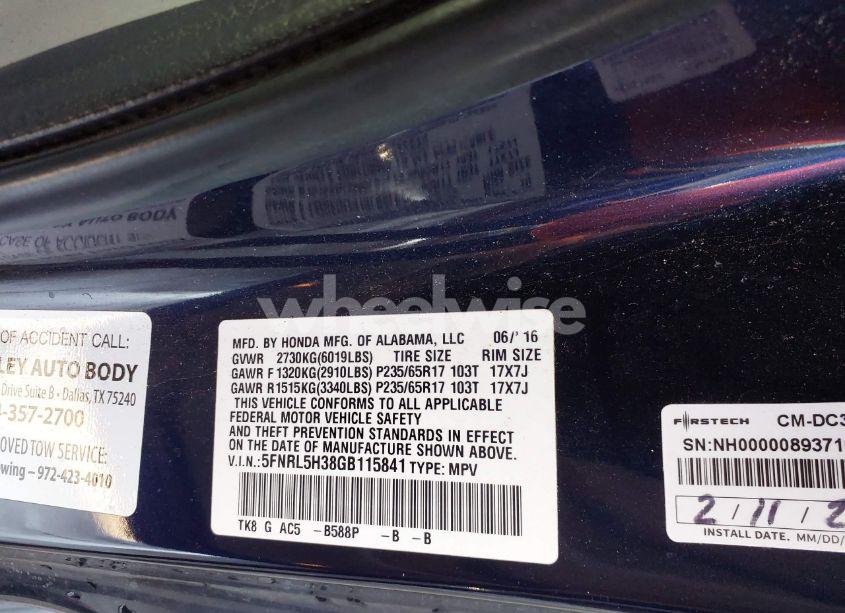 Photo 9 of 2016 Honda Odyssey SE (VIN 5FNRL5H38GB115841)