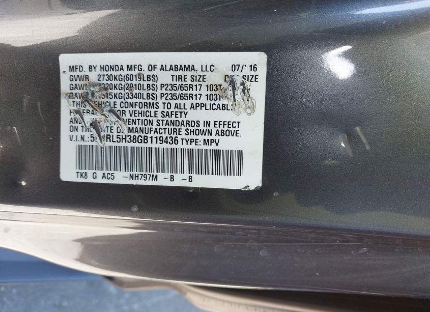 Photo 9 of 2016 Honda Odyssey SE (VIN 5FNRL5H38GB119436)