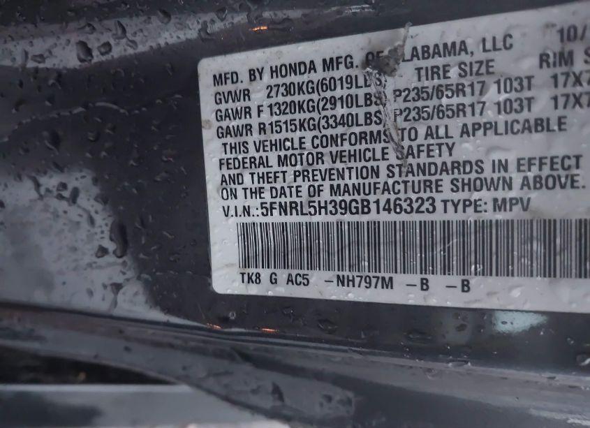 Photo 9 of 2016 Honda Odyssey SE (VIN 5FNRL5H39GB146323)