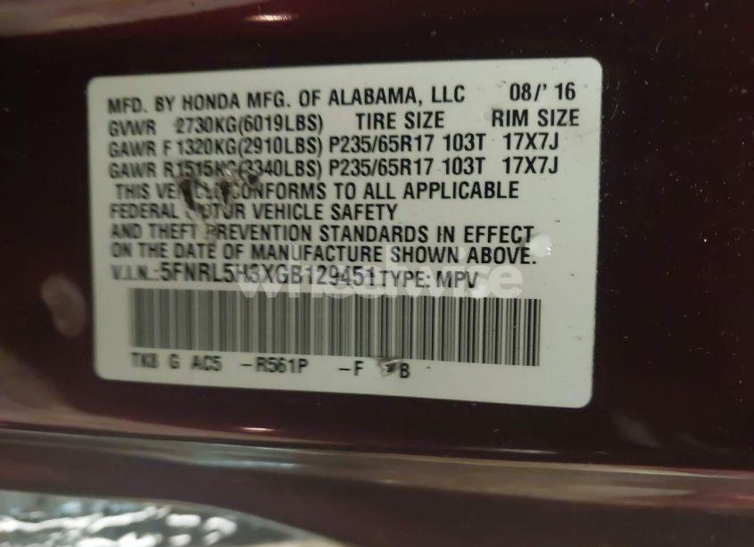 Photo 9 of 2016 Honda Odyssey SE (VIN 5FNRL5H3XGB129451)