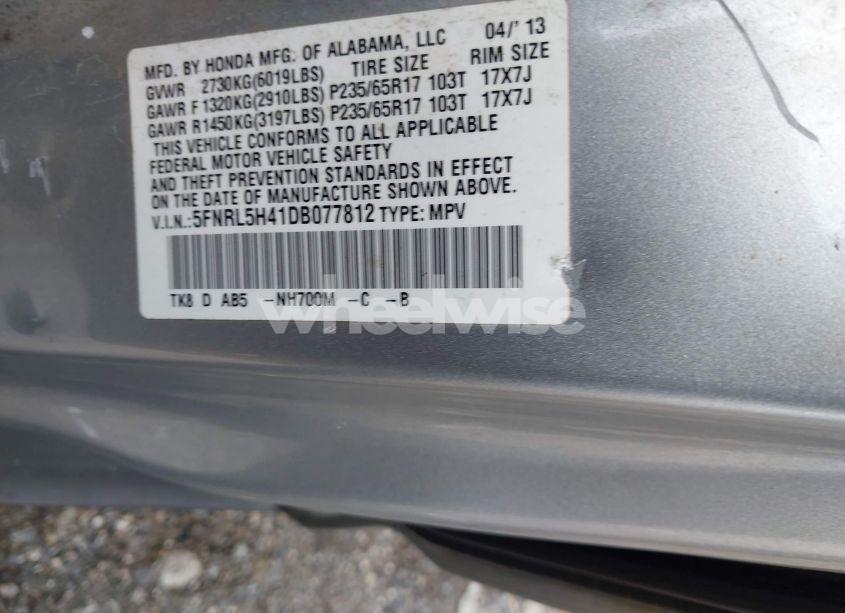 Photo 9 of 2013 Honda Odyssey EX (VIN 5FNRL5H41DB077812)