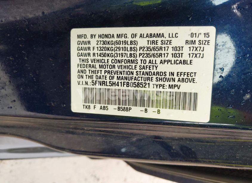 Photo 9 of 2015 Honda Odyssey EX (VIN 5FNRL5H41FB058521)