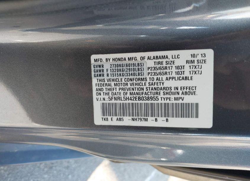 Photo 9 of 2014 Honda Odyssey EX (VIN 5FNRL5H42EB038955)