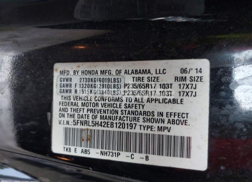 Photo 9 of 2014 Honda Odyssey EX (VIN 5FNRL5H42EB120197)