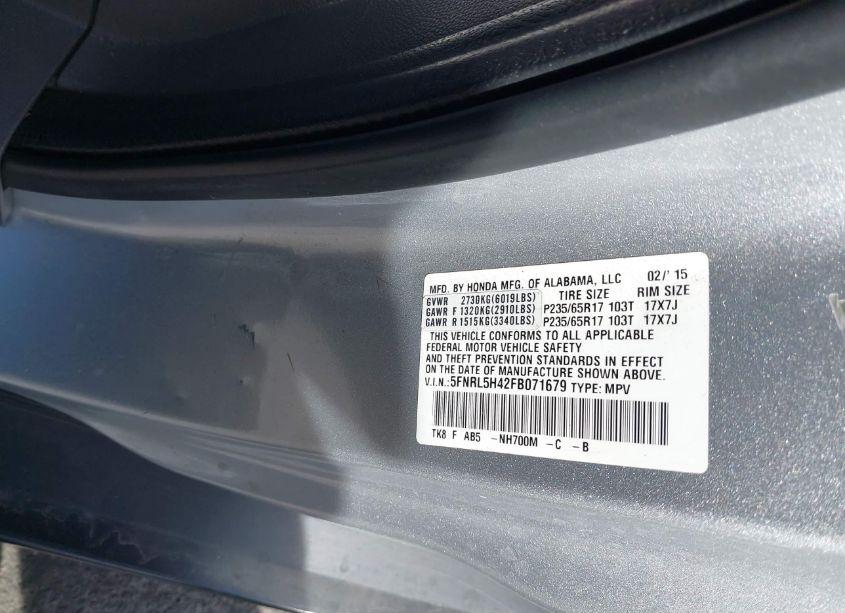 Photo 9 of 2015 Honda Odyssey EX (VIN 5FNRL5H42FB071679)