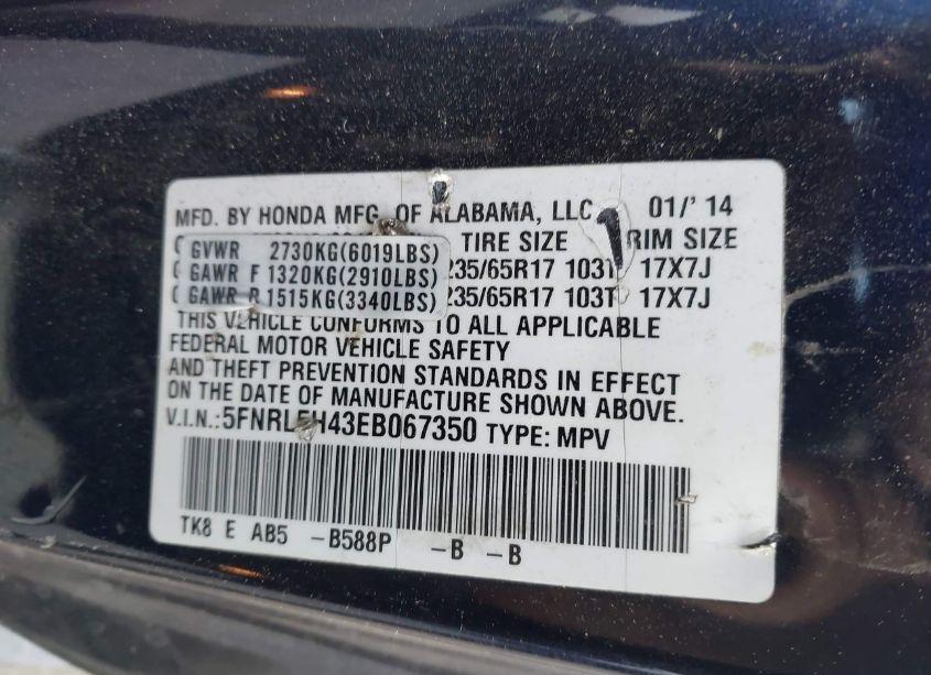 Photo 9 of 2014 Honda Odyssey EX (VIN 5FNRL5H43EB067350)