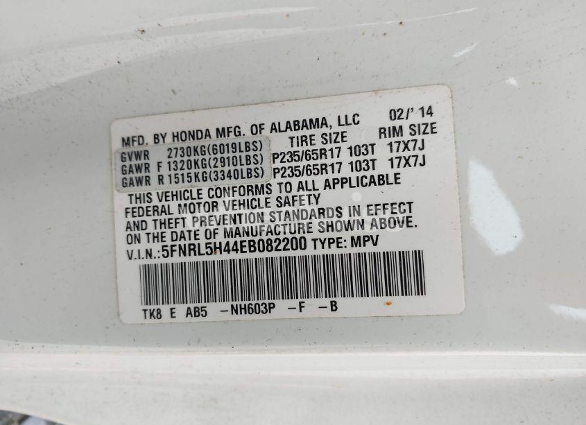 Photo 9 of 2014 Honda Odyssey EX (VIN 5FNRL5H44EB082200)