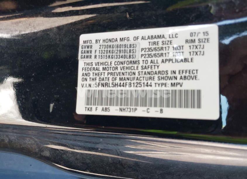 Photo 9 of 2015 Honda Odyssey EX (VIN 5FNRL5H44FB125144)