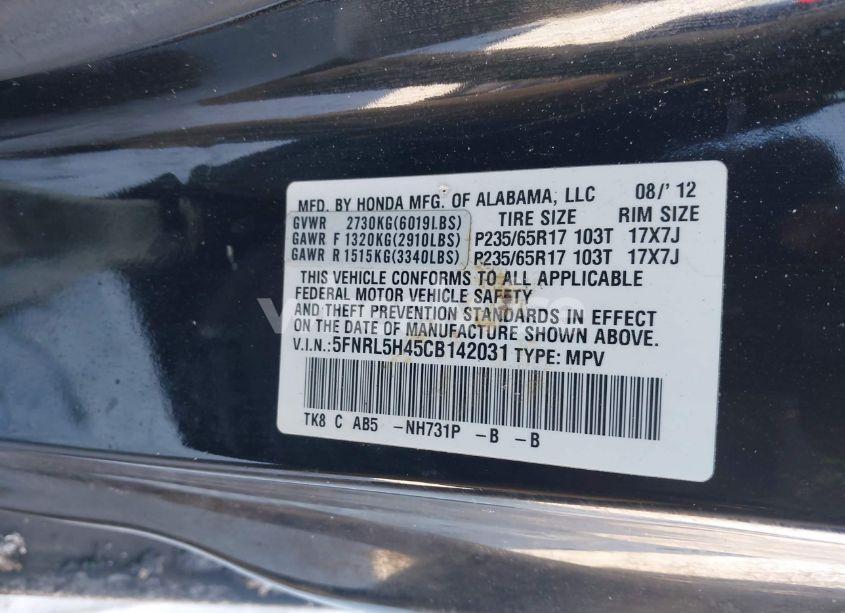 Photo 9 of 2012 Honda Odyssey EX (VIN 5FNRL5H45CB142031)