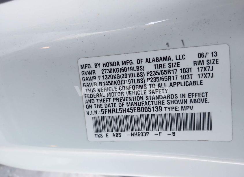 Photo 9 of 2014 Honda Odyssey EX (VIN 5FNRL5H45EB005139)