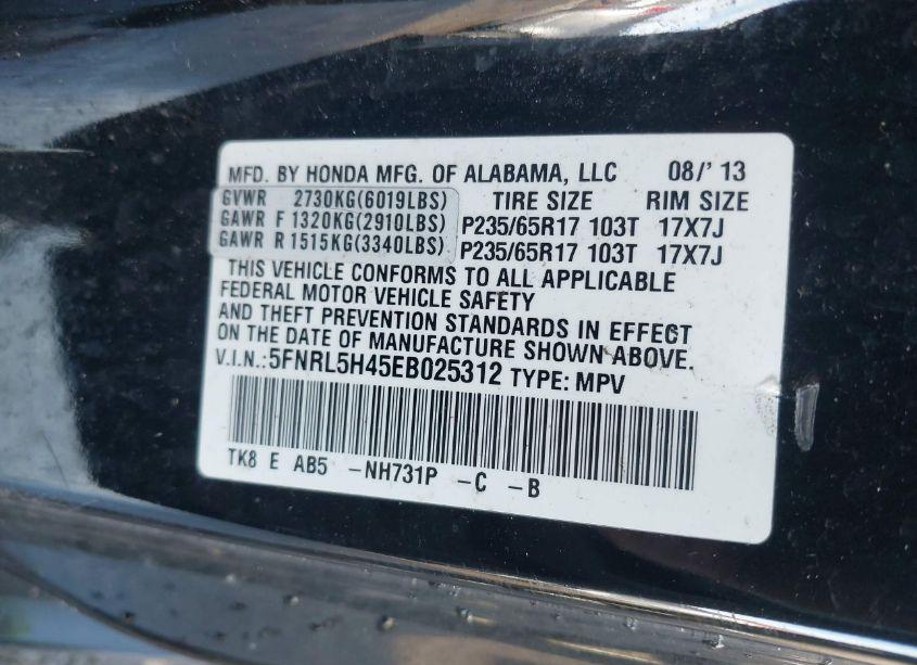 Photo 9 of 2014 Honda Odyssey EX (VIN 5FNRL5H45EB025312)