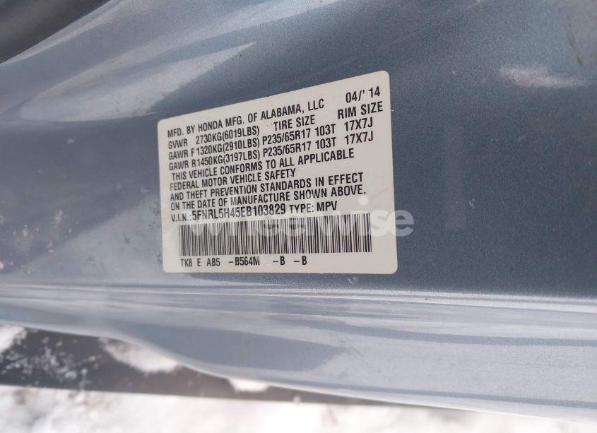 Photo 9 of 2014 Honda Odyssey EX (VIN 5FNRL5H45EB103829)