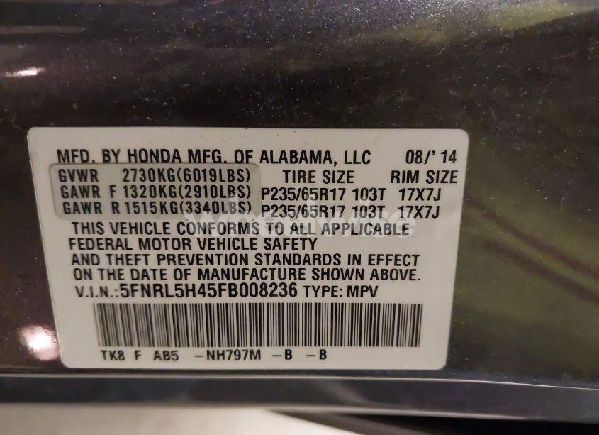 Photo 9 of 2015 Honda Odyssey EX (VIN 5FNRL5H45FB008236)