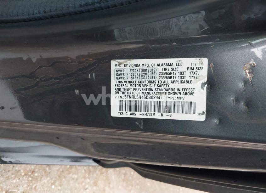 Photo 9 of 2012 Honda Odyssey EX (VIN 5FNRL5H46CB029477)