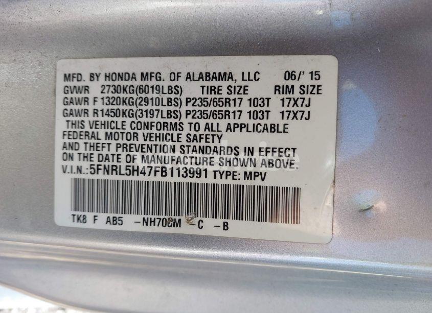Photo 9 of 2015 Honda Odyssey EX (VIN 5FNRL5H47FB113991)