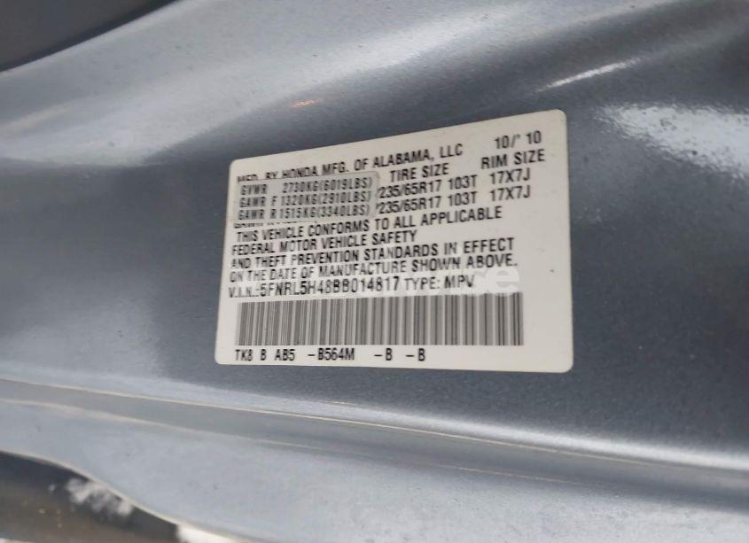 Photo 9 of 2011 Honda Odyssey EX (VIN 5FNRL5H48BB014817)