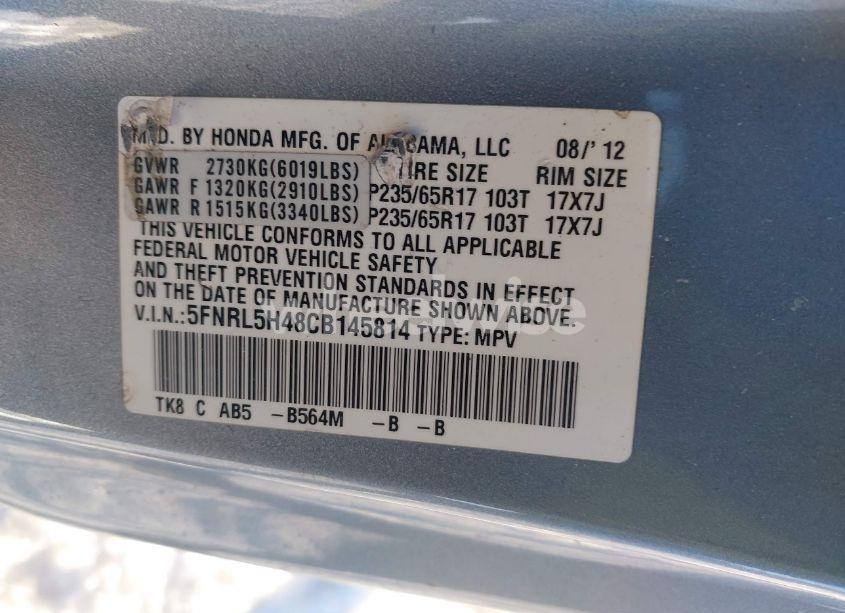 Photo 9 of 2012 Honda Odyssey EX (VIN 5FNRL5H48CB145814)