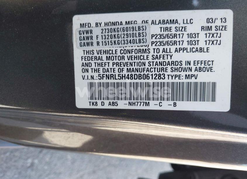 Photo 9 of 2013 Honda Odyssey EX (VIN 5FNRL5H48DB061283)