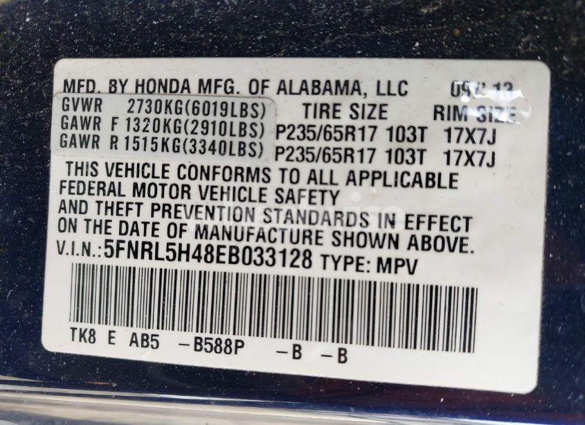 Photo 9 of 2014 Honda Odyssey EX (VIN 5FNRL5H48EB033128)