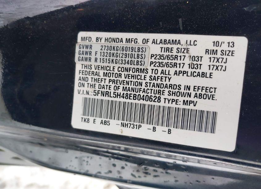 Photo 9 of 2014 Honda Odyssey EX (VIN 5FNRL5H48EB040628)