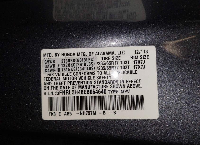 Photo 9 of 2014 Honda Odyssey EX (VIN 5FNRL5H48EB064640)