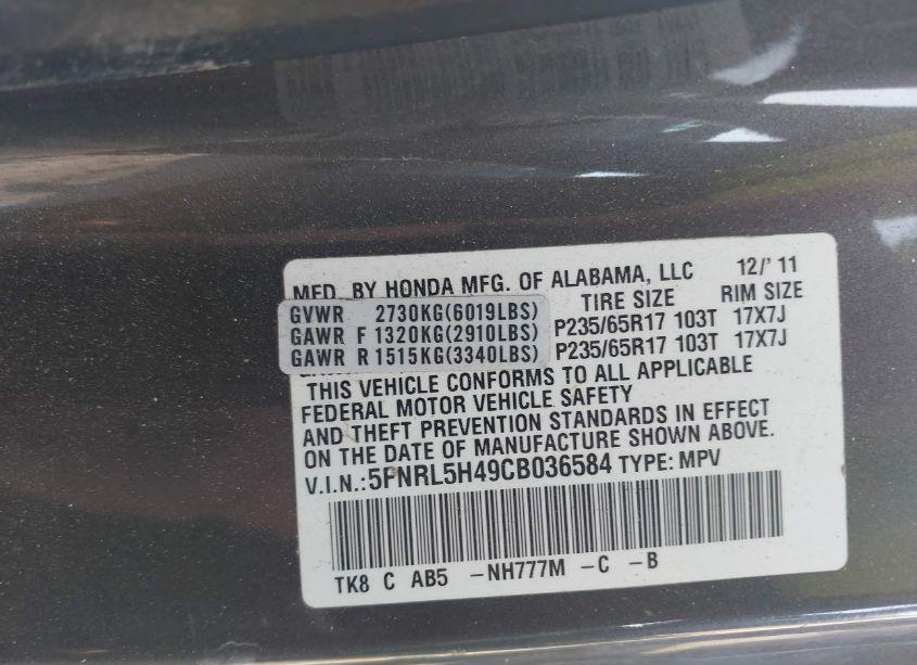Photo 9 of 2012 Honda Odyssey EX (VIN 5FNRL5H49CB036584)