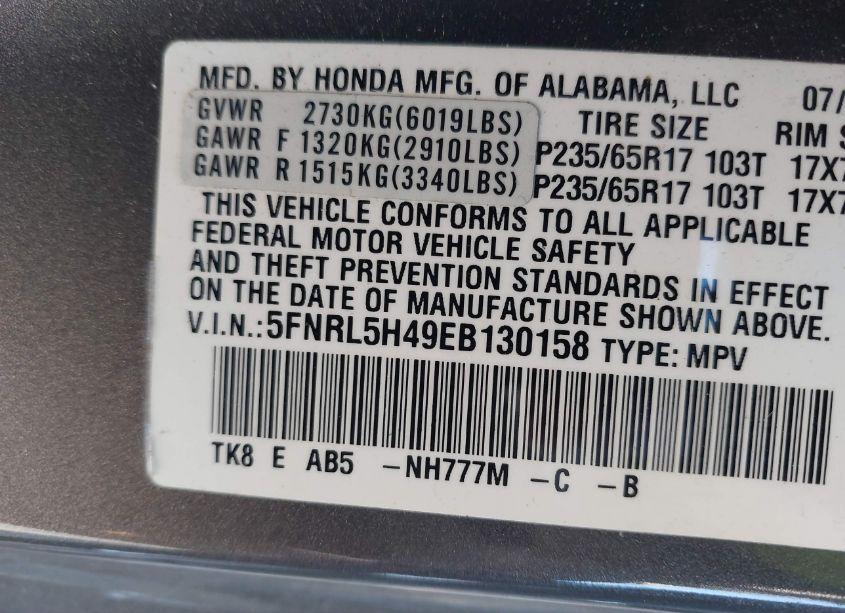 Photo 9 of 2014 Honda Odyssey EX (VIN 5FNRL5H49EB130158)