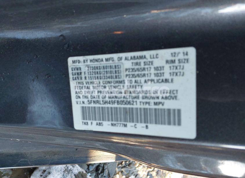 Photo 9 of 2015 Honda Odyssey EX (VIN 5FNRL5H49FB050621)