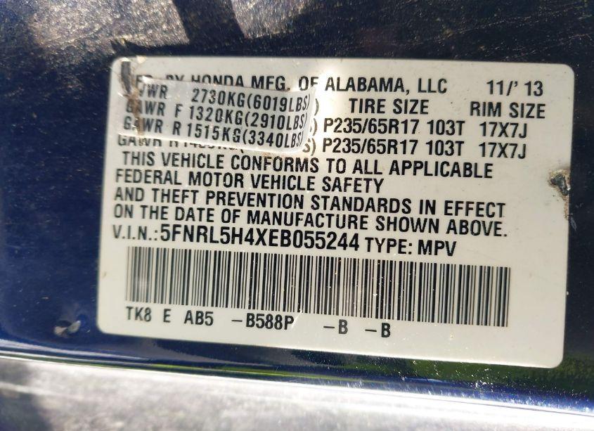Photo 9 of 2014 Honda Odyssey EX (VIN 5FNRL5H4XEB055244)