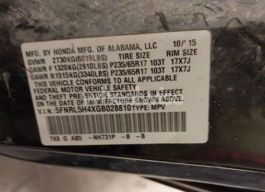 Photo 9 of 2016 Honda Odyssey EX (VIN 5FNRL5H4XGB028810)