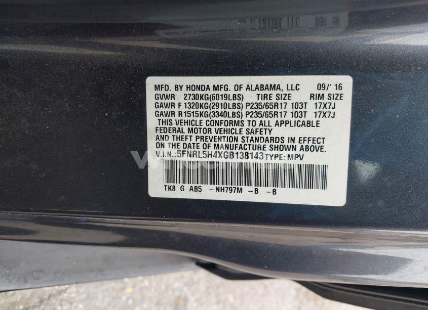 Photo 9 of 2016 Honda Odyssey EX (VIN 5FNRL5H4XGB138143)