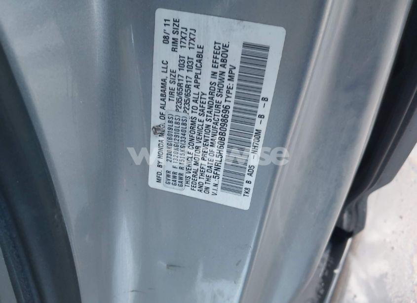 Photo 9 of 2011 Honda Odyssey EX-L (VIN 5FNRL5H60BB098696)