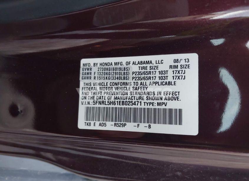 Photo 9 of 2014 Honda Odyssey EX-L (VIN 5FNRL5H61EB025471)