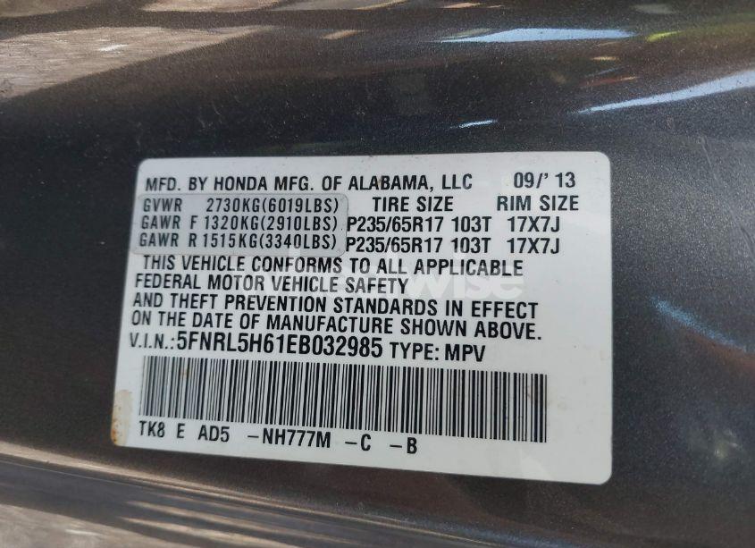 Photo 9 of 2014 Honda Odyssey EX-L (VIN 5FNRL5H61EB032985)