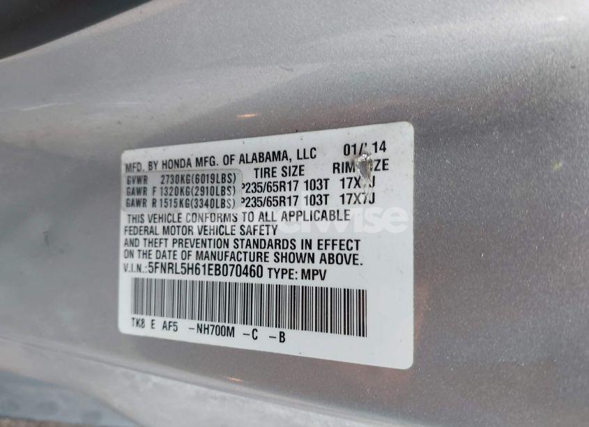 Photo 9 of 2014 Honda Odyssey EX-L (VIN 5FNRL5H61EB070460)