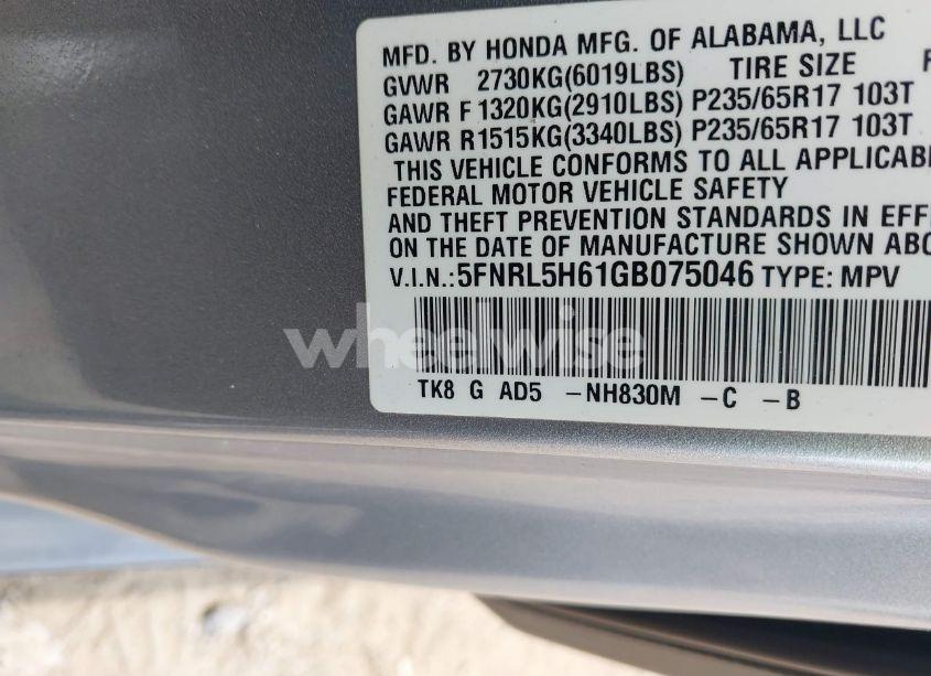 Photo 9 of 2016 Honda Odyssey EX-L (VIN 5FNRL5H61GB075046)