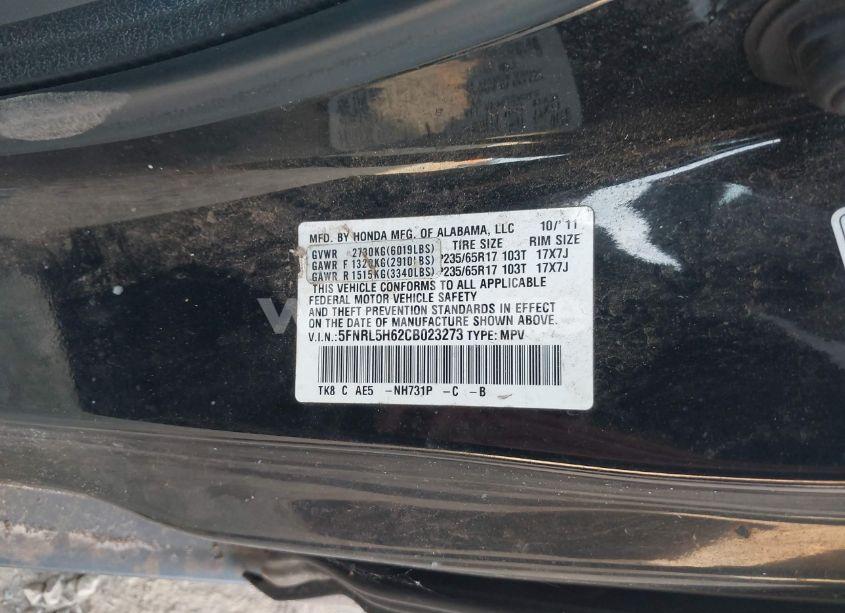 Photo 9 of 2012 Honda Odyssey EX-L (VIN 5FNRL5H62CB023273)