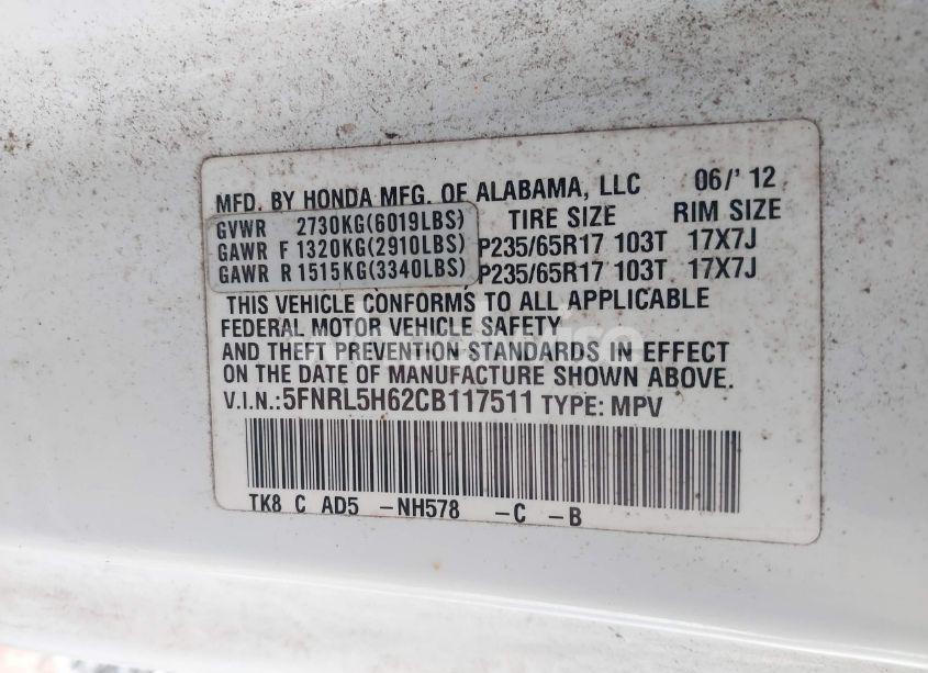 Photo 9 of 2012 Honda Odyssey EX-L (VIN 5FNRL5H62CB117511)