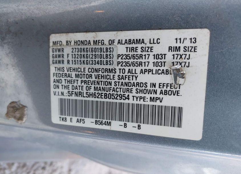 Photo 9 of 2014 Honda Odyssey EX-L (VIN 5FNRL5H62EB052954)