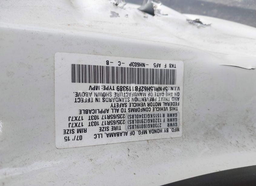 Photo 9 of 2015 Honda Odyssey EX-L (VIN 5FNRL5H62FB119389)