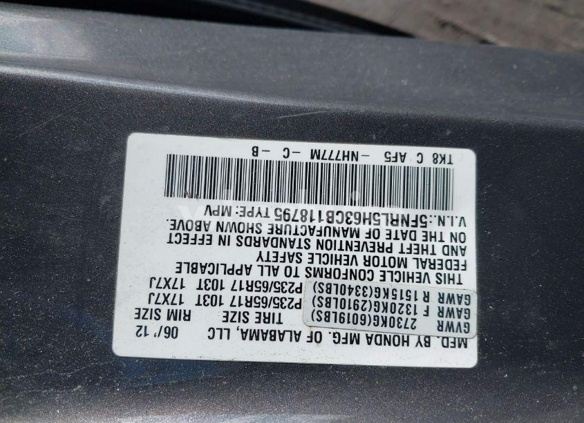 Photo 9 of 2012 Honda Odyssey EX-L (VIN 5FNRL5H63CB118795)