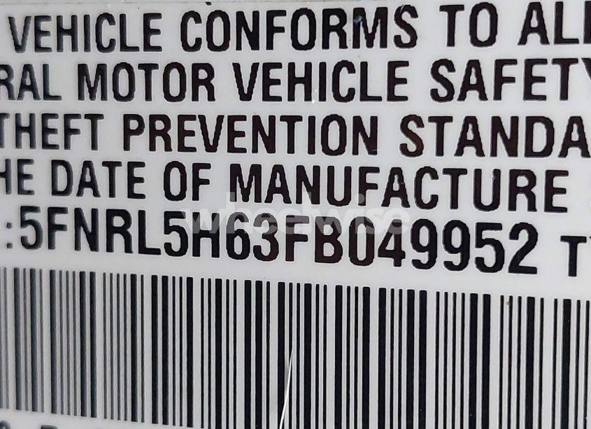 Photo 9 of 2015 Honda Odyssey EX-L (VIN 5FNRL5H63FB049952)