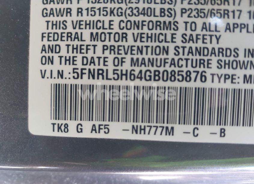 Photo 9 of 2016 Honda Odyssey EX-L (VIN 5FNRL5H64GB085876)