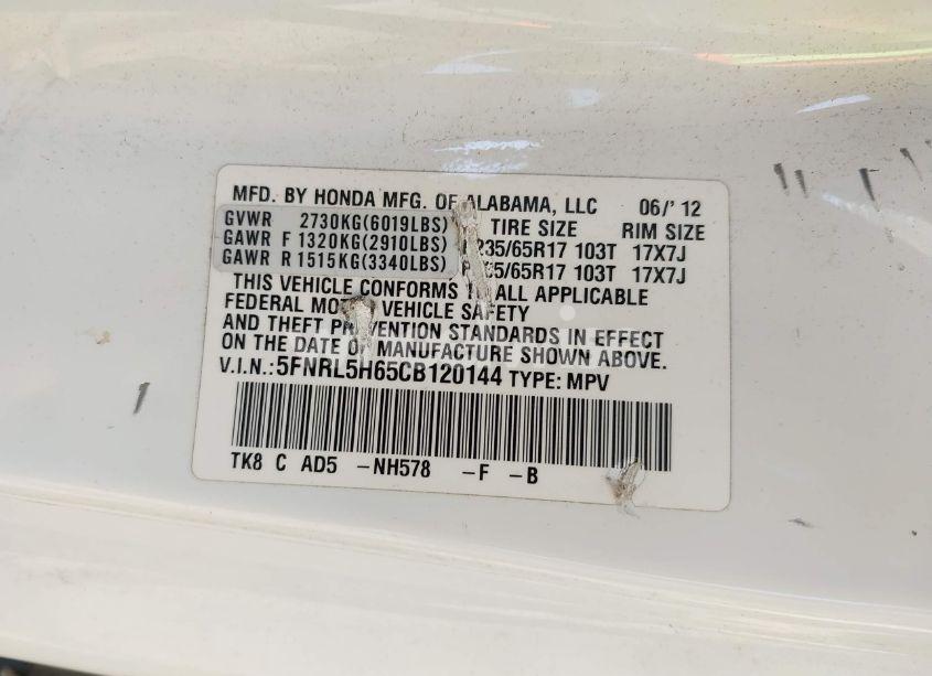 Photo 9 of 2012 Honda Odyssey EX-L (VIN 5FNRL5H65CB120144)